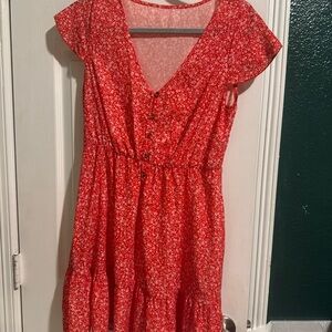 Floral Red Midi Dress